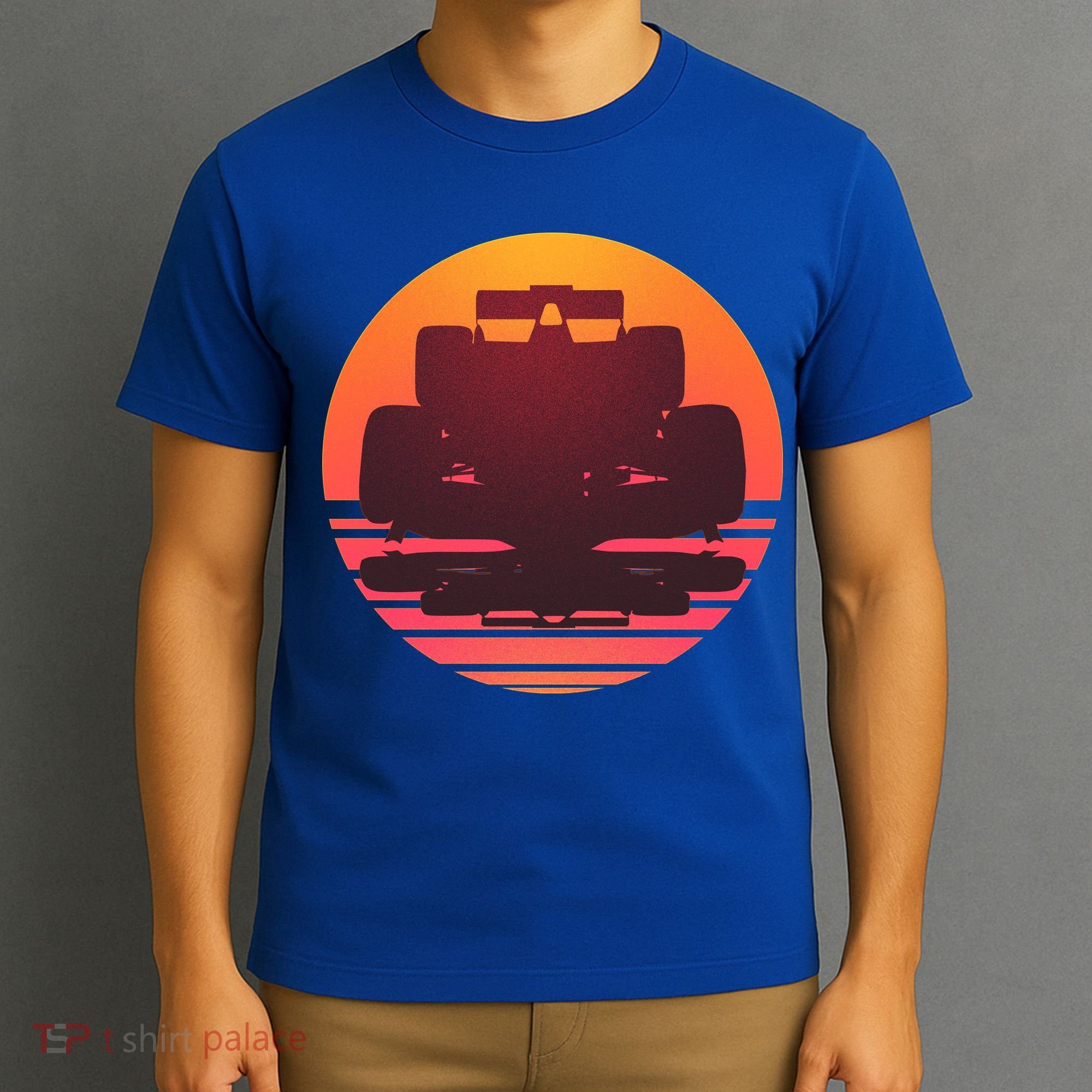 Racing Car Retro Sunset Emblem T-Shirt