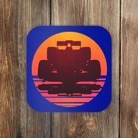 Racing Car Retro Sunset Emblem Coaster thumb 0