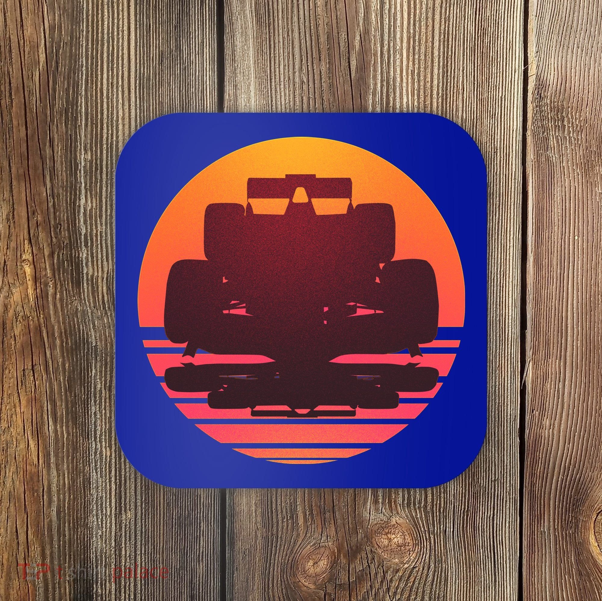Racing Car Retro Sunset Emblem Coaster