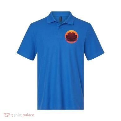 Racing Car Retro Sunset Emblem Polo