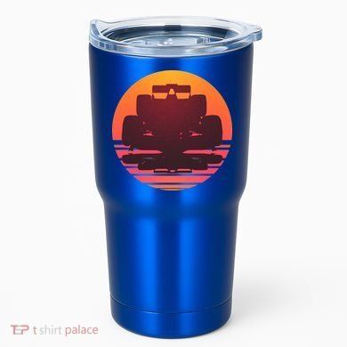 Racing Car Retro Sunset Emblem Tumbler