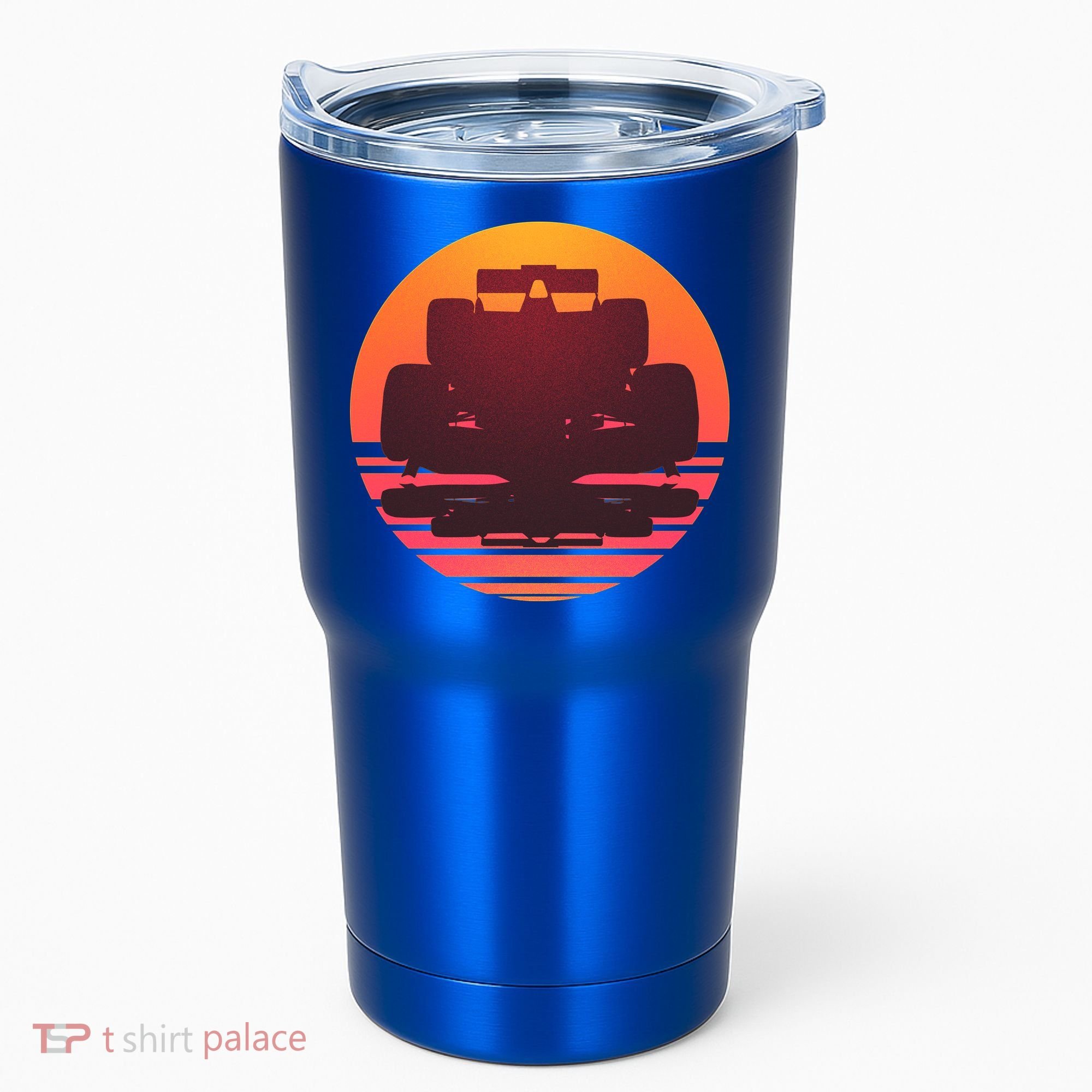Racing Car Retro Sunset Emblem Tumbler