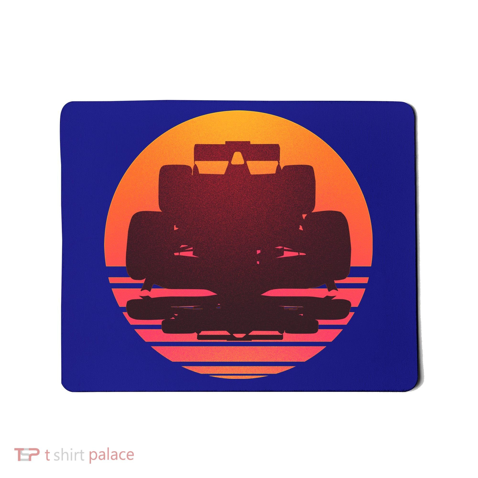 Racing Car Retro Sunset Emblem Mousepad