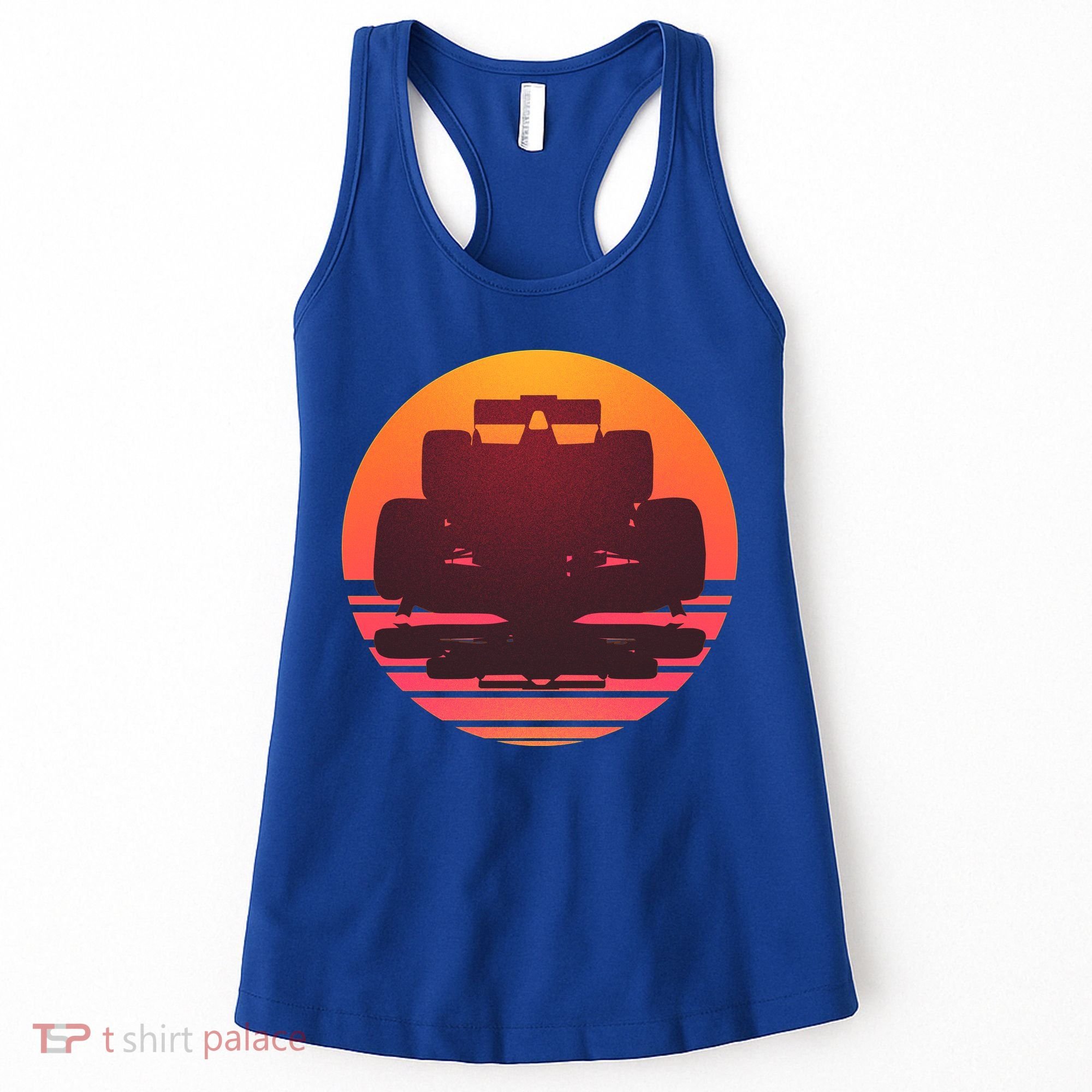 Racing Car Retro Sunset Emblem Women's Tank Top