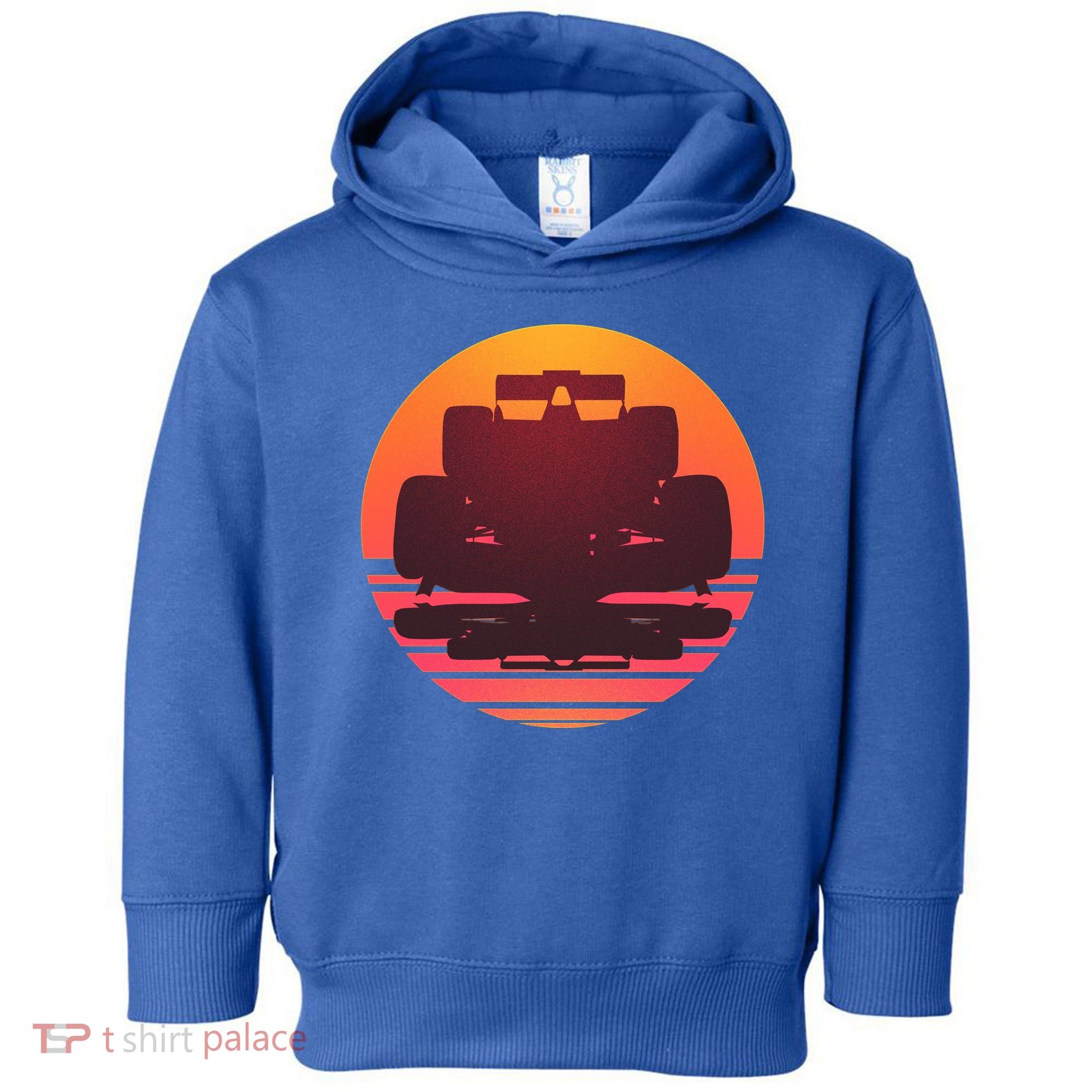 Racing Car Retro Sunset Emblem Toddler Hoodie