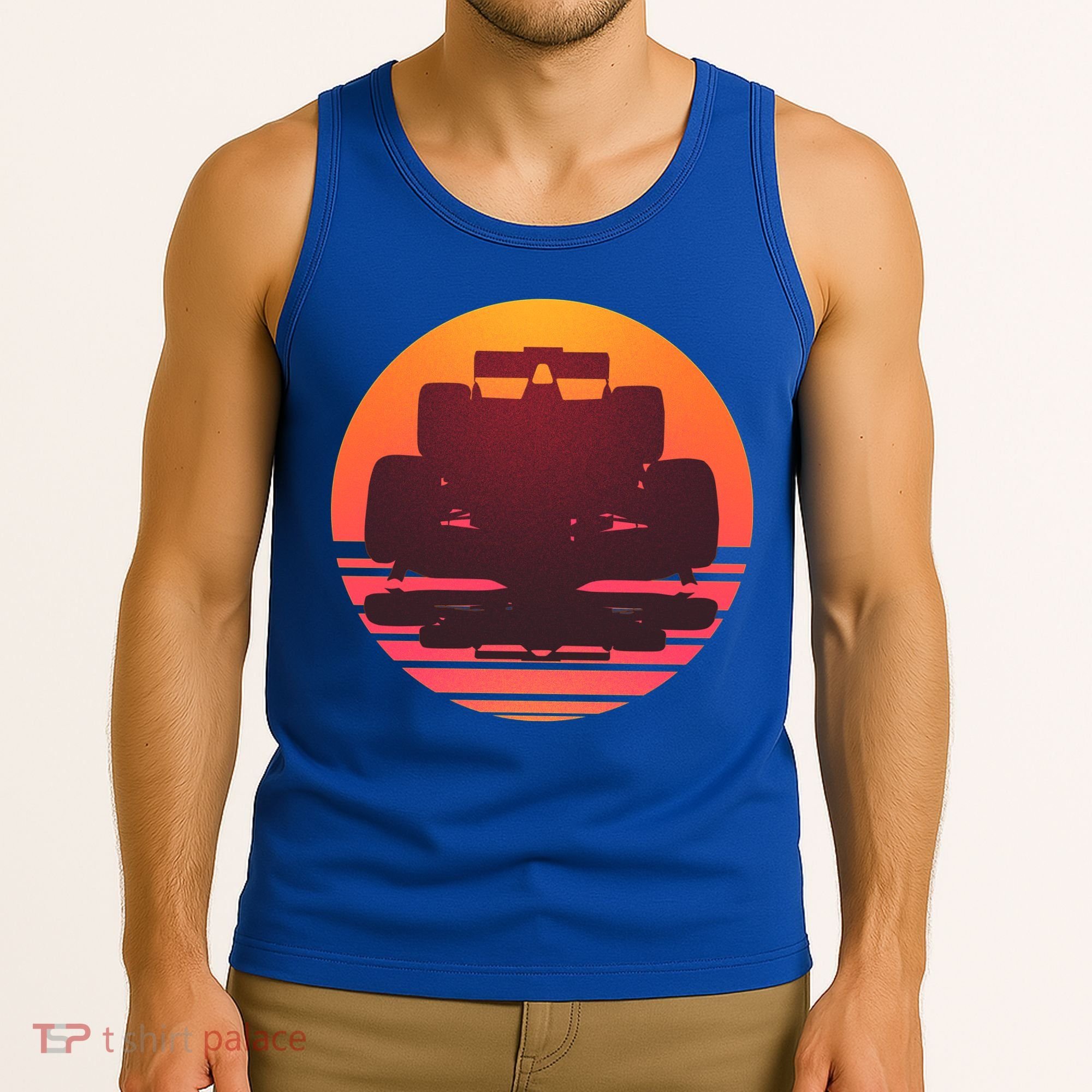 Racing Car Retro Sunset Emblem Tank Top