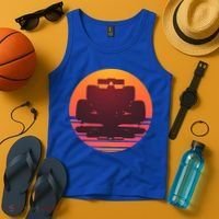 Racing Car Retro Sunset Emblem Tank Top thumb 4