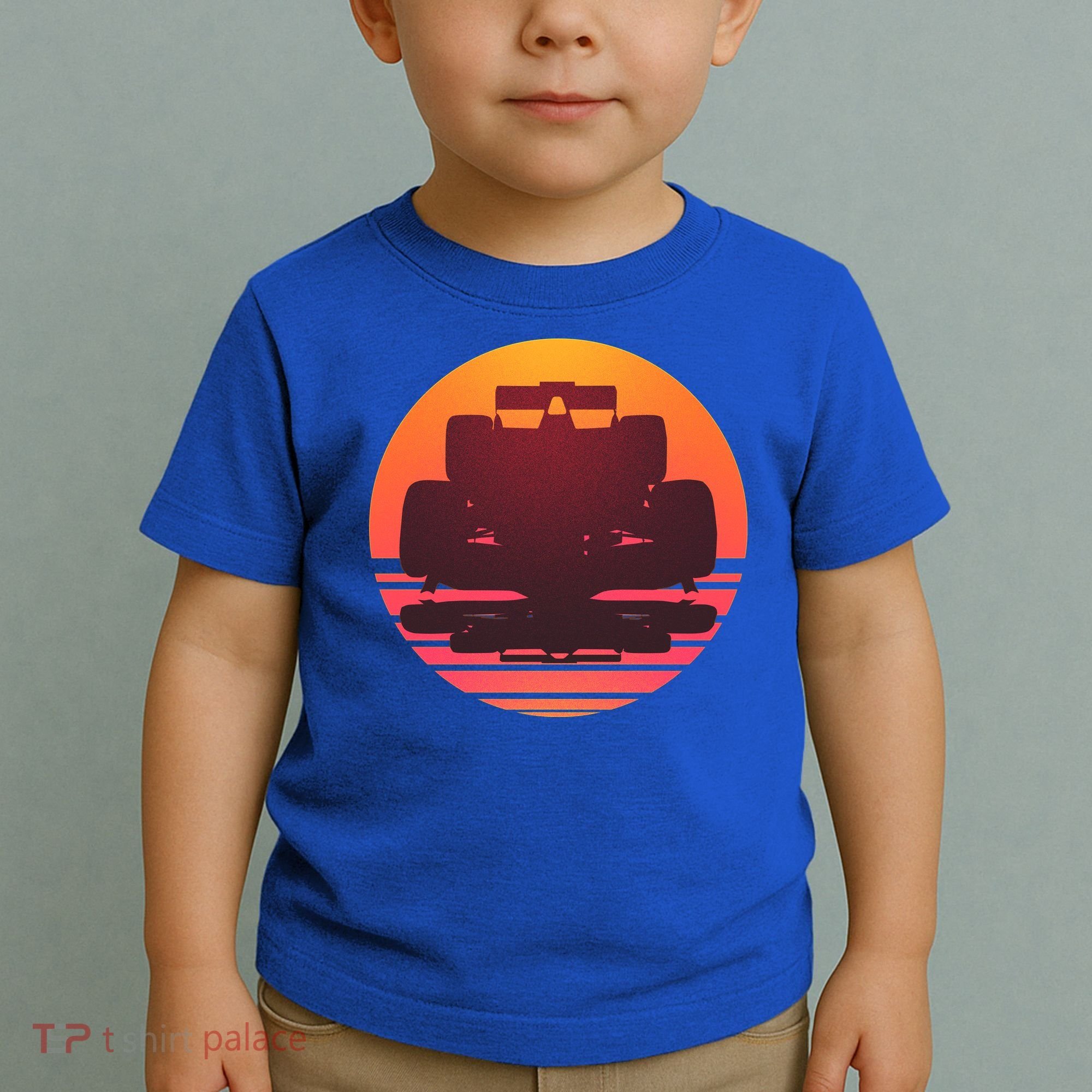 Racing Car Retro Sunset Emblem Toddler T-Shirt