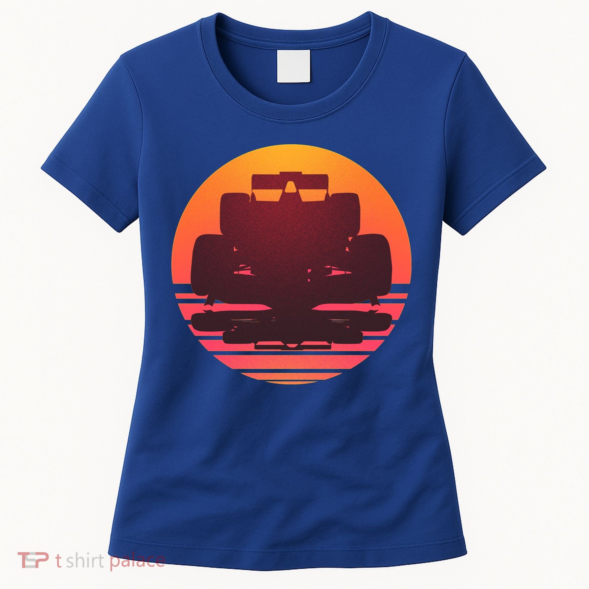 Racing Car Retro Sunset Emblem Women's T-Shirt