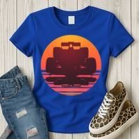 Racing Car Retro Sunset Emblem Women's T-Shirt thumb 3