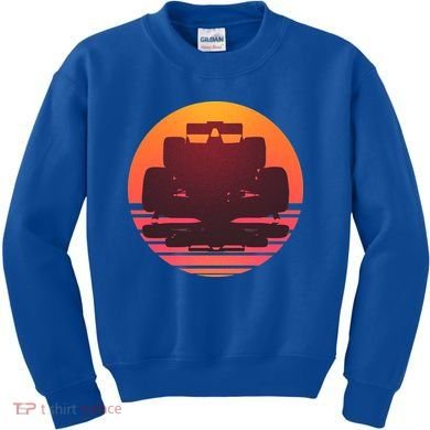 Racing Car Retro Sunset Emblem Kids Sweatshirt
