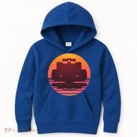 Racing Car Retro Sunset Emblem Kids Hoodie thumb 0