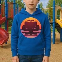 Racing Car Retro Sunset Emblem Kids Hoodie thumb 2