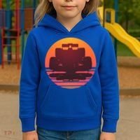 Racing Car Retro Sunset Emblem Kids Hoodie thumb 3