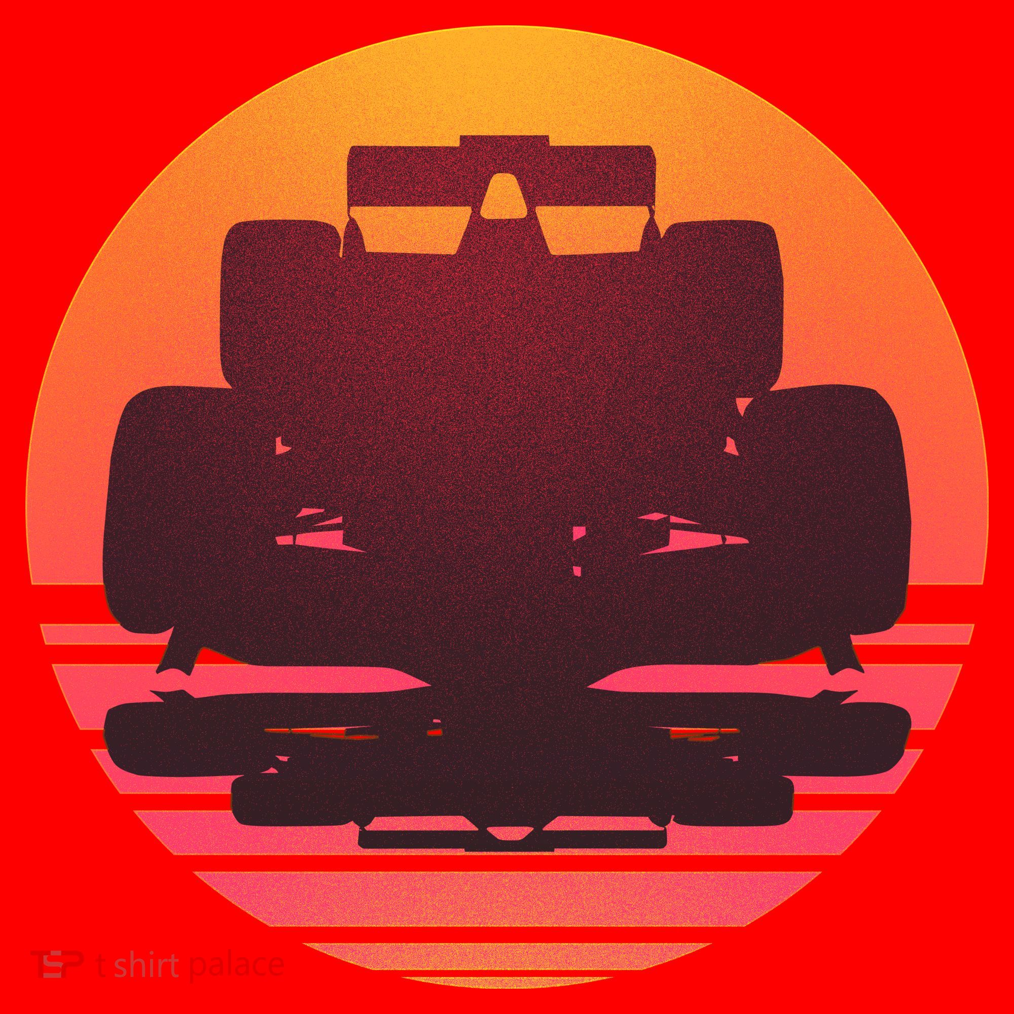Racing Car Retro Sunset Emblem Santa Hat
