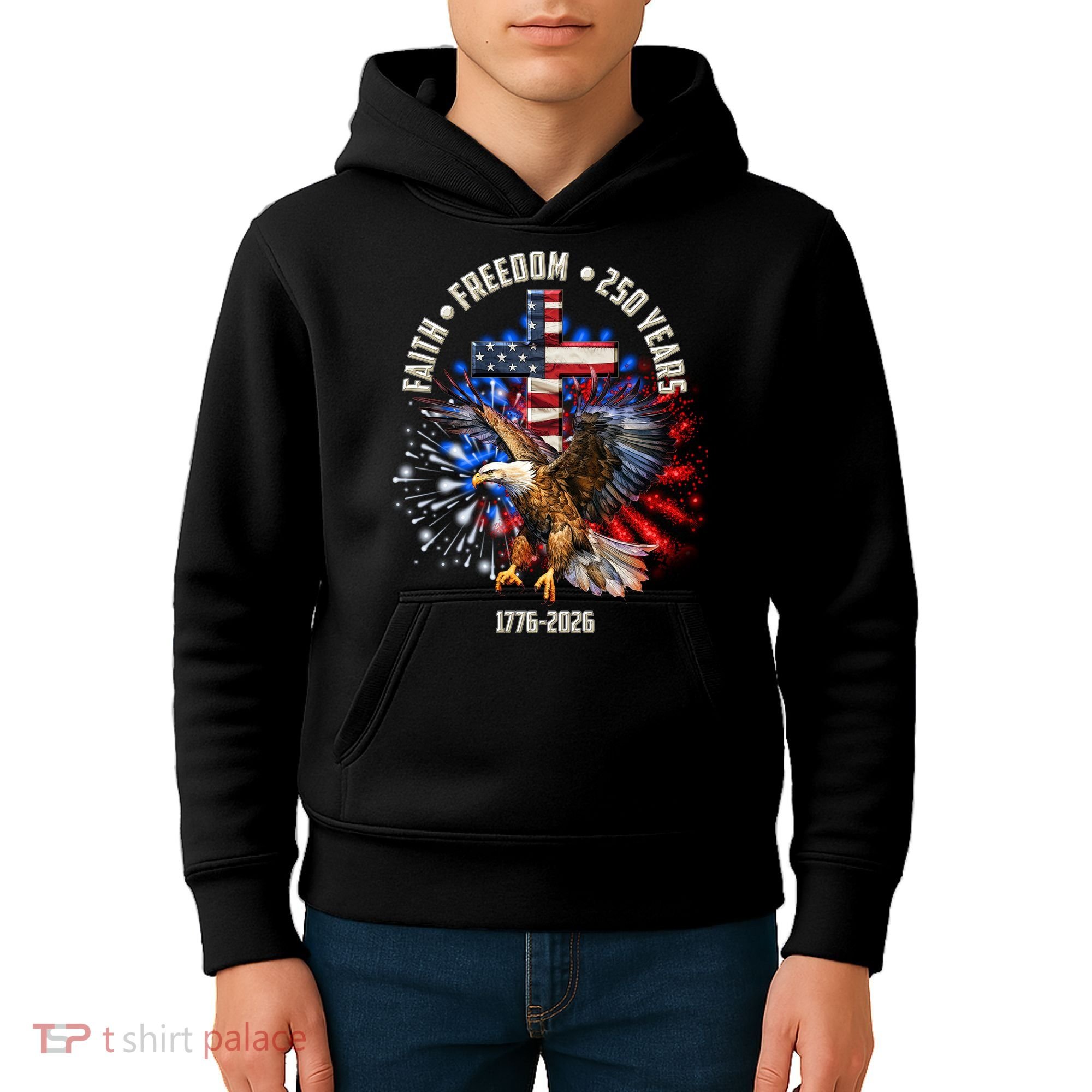 Faith Freedom 250 Years 1776-2026 Kids Hoodie