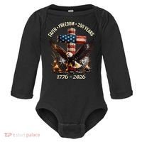 Faith Freedom 250 Years 1776-2026 250th American Anniversary Baby Long Sleeve Bodysuit thumb 0