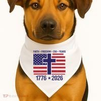 Faith Freedom 250 Years Anniversary USA-Made Doggie Bandana thumb 1