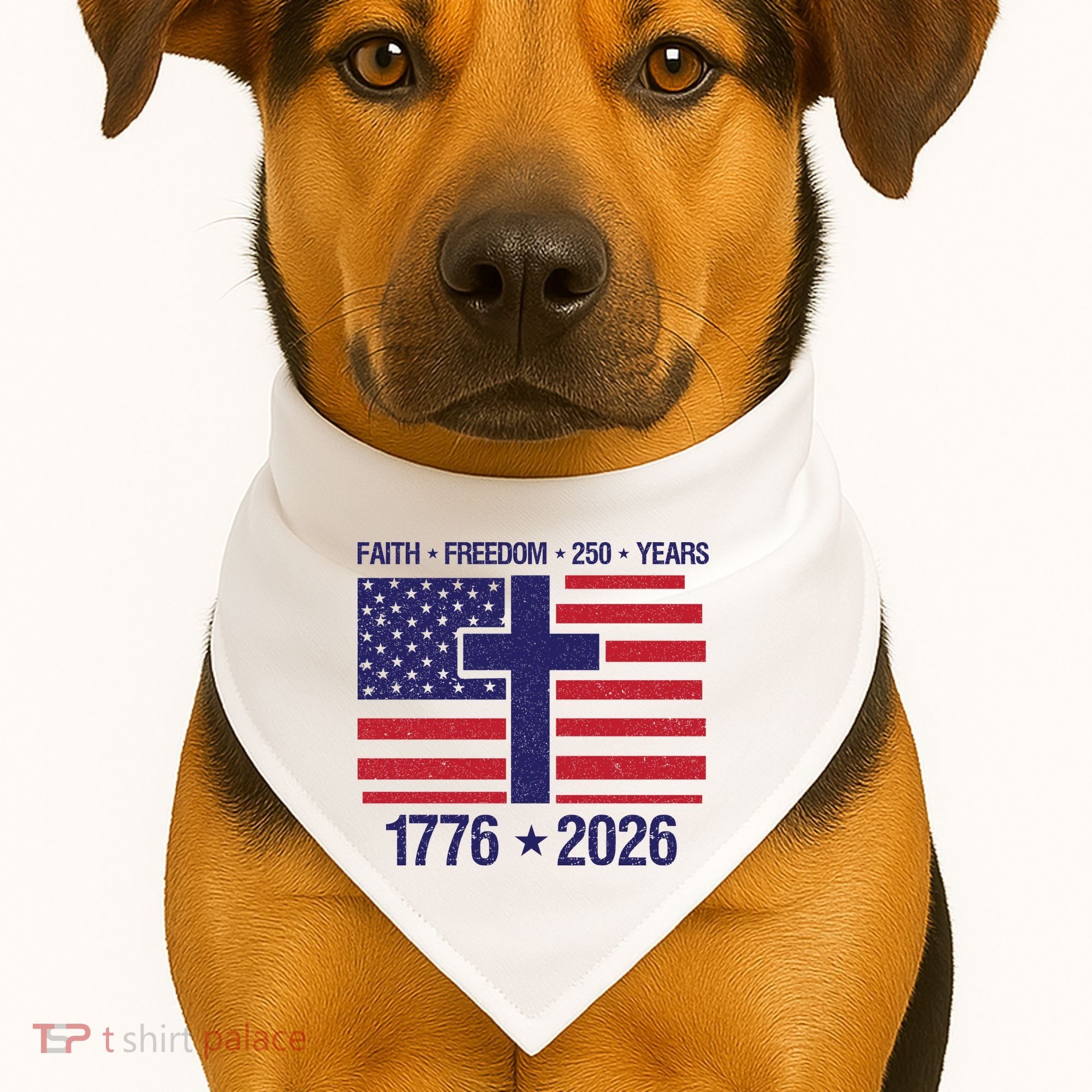 Faith Freedom 250 Years Anniversary USA-Made Doggie Bandana