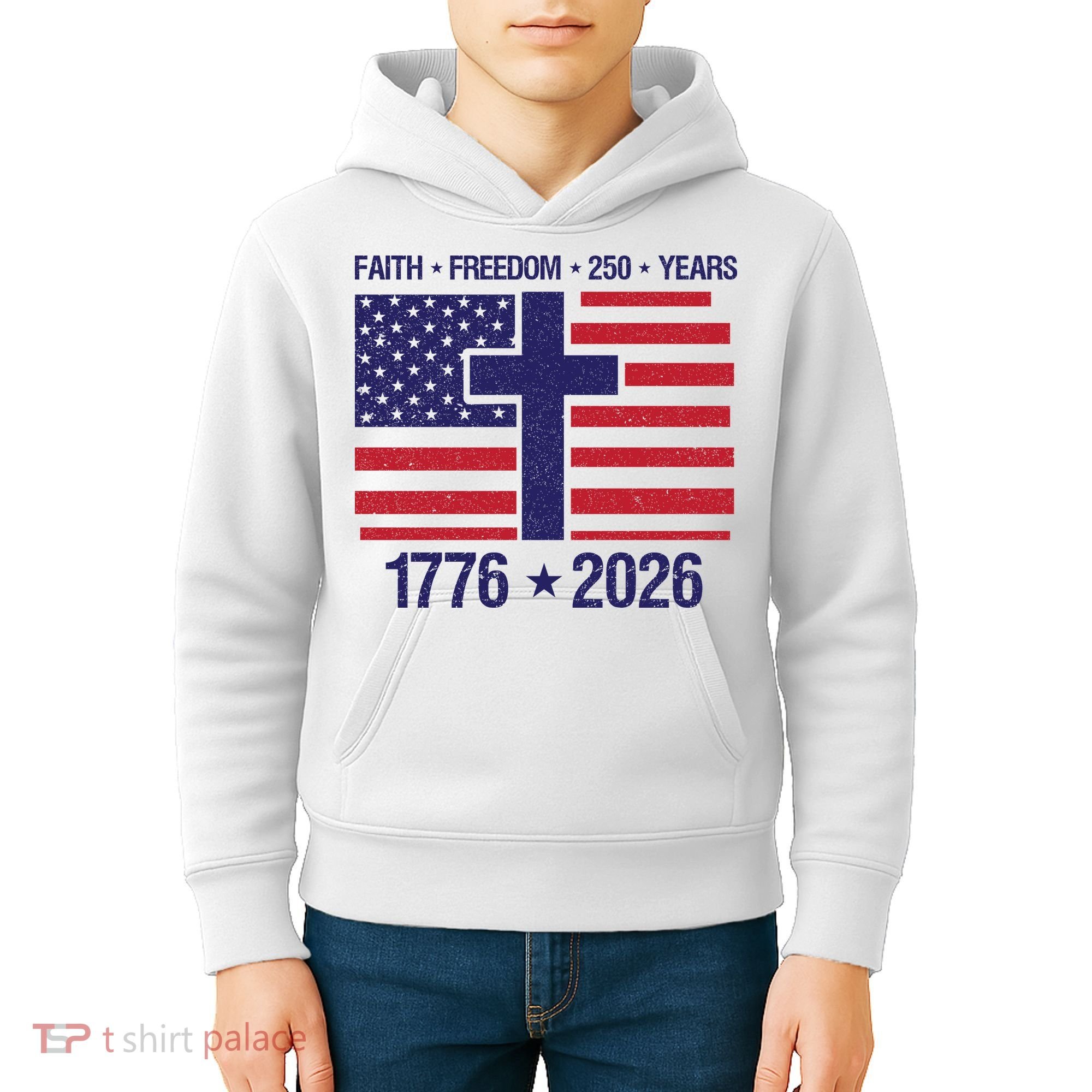 Faith Freedom 250 Years Anniversary Kids Hoodie