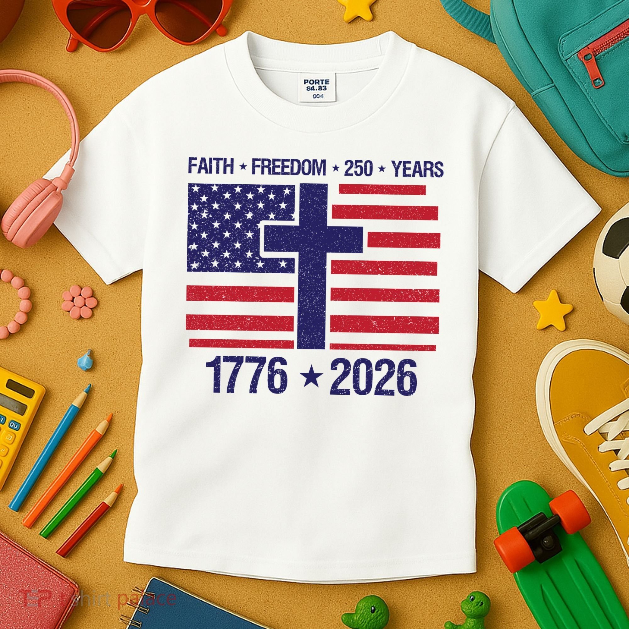 Faith Freedom 250 Years Anniversary Kids T-Shirt