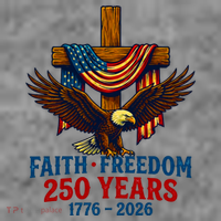 Faith Freedom 250 Years 1776-2026 American USA Flag Cross Eagle T-Shirt thumb 7