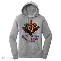 Faith Freedom 250 Years 1776-2026 American USA Flag Cross Eagle Women's Hoodie thumb 0
