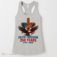 Faith Freedom 250 Years 1776-2026 American USA Flag Cross Eagle Women's Tank Top thumb 0