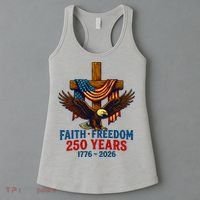 Faith Freedom 250 Years 1776-2026 American USA Flag Cross Eagle Women's Tank Top thumb 3