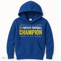 Fantasy Football 2 Time Winner Champ Champion Cool Gift Kids Hoodie thumb 0