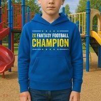 Fantasy Football 2 Time Winner Champ Champion Cool Gift Kids Hoodie thumb 2