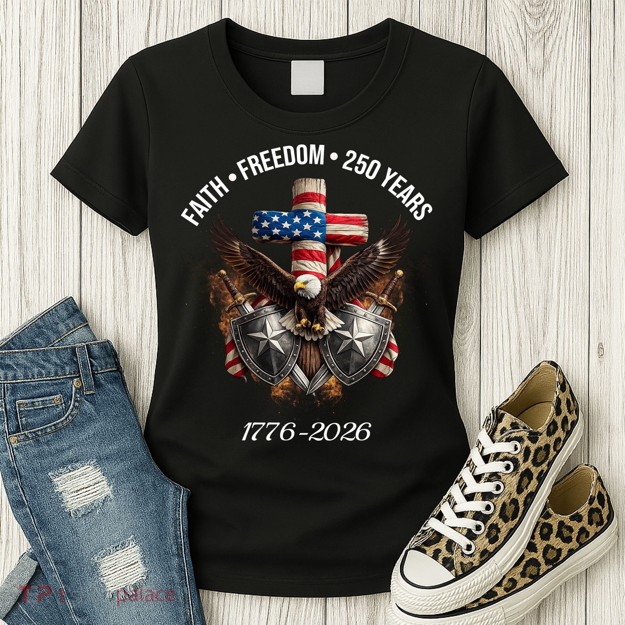 Faith Freedom 250 Years 1776-2026 Independence Women's T-Shirt