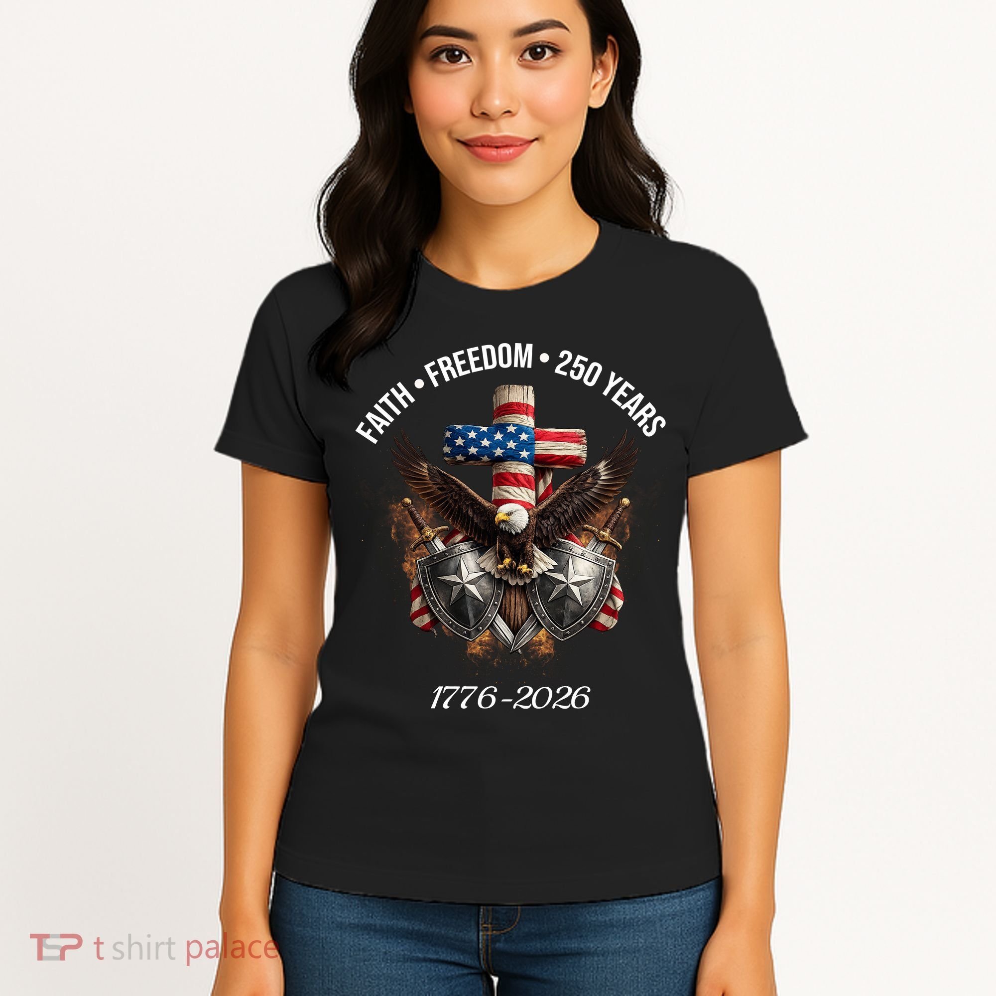 Faith Freedom 250 Years 1776-2026 Independence Women's T-Shirt
