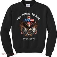Faith Freedom 250 Years 1776-2026 Independence Kids Sweatshirt thumb 0