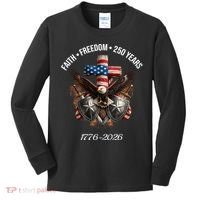 Faith Freedom 250 Years 1776-2026 Independence Kids Long Sleeve Shirt thumb 0