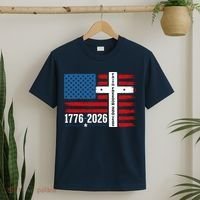 Faith Freedom 250 Years 1776-2026 USA American Flag Cross T-Shirt thumb 2