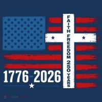 Faith Freedom 250 Years 1776-2026 USA American Flag Cross T-Shirt thumb 7