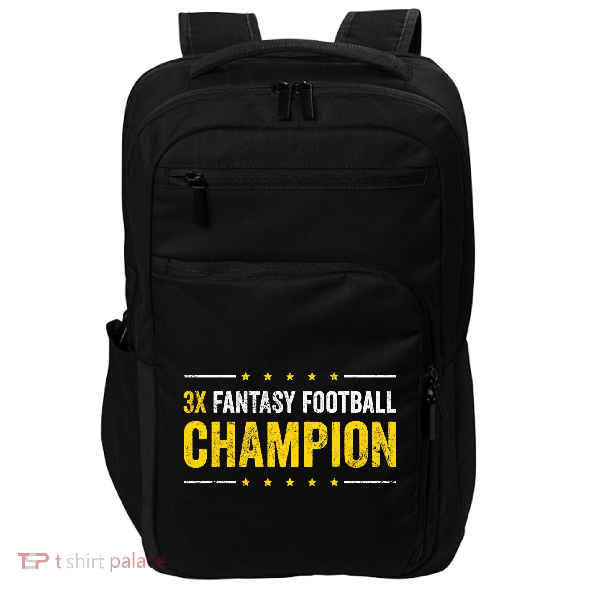 Fantasy Football 3 Time Winner Champ Champion Gift Impact Tech Backpack