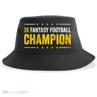 Fantasy Football 3 Time Winner Champ Champion Gift Sustainable Bucket Hat thumb 0