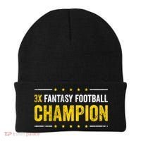 Fantasy Football 3 Time Winner Champ Champion Gift Beanie thumb 0