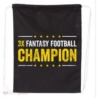 Fantasy Football 3 Time Winner Champ Champion Gift Drawstring Bag thumb 0