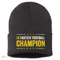 Fantasy Football 3 Time Winner Champ Champion Gift Sustainable Knit Beanie thumb 0