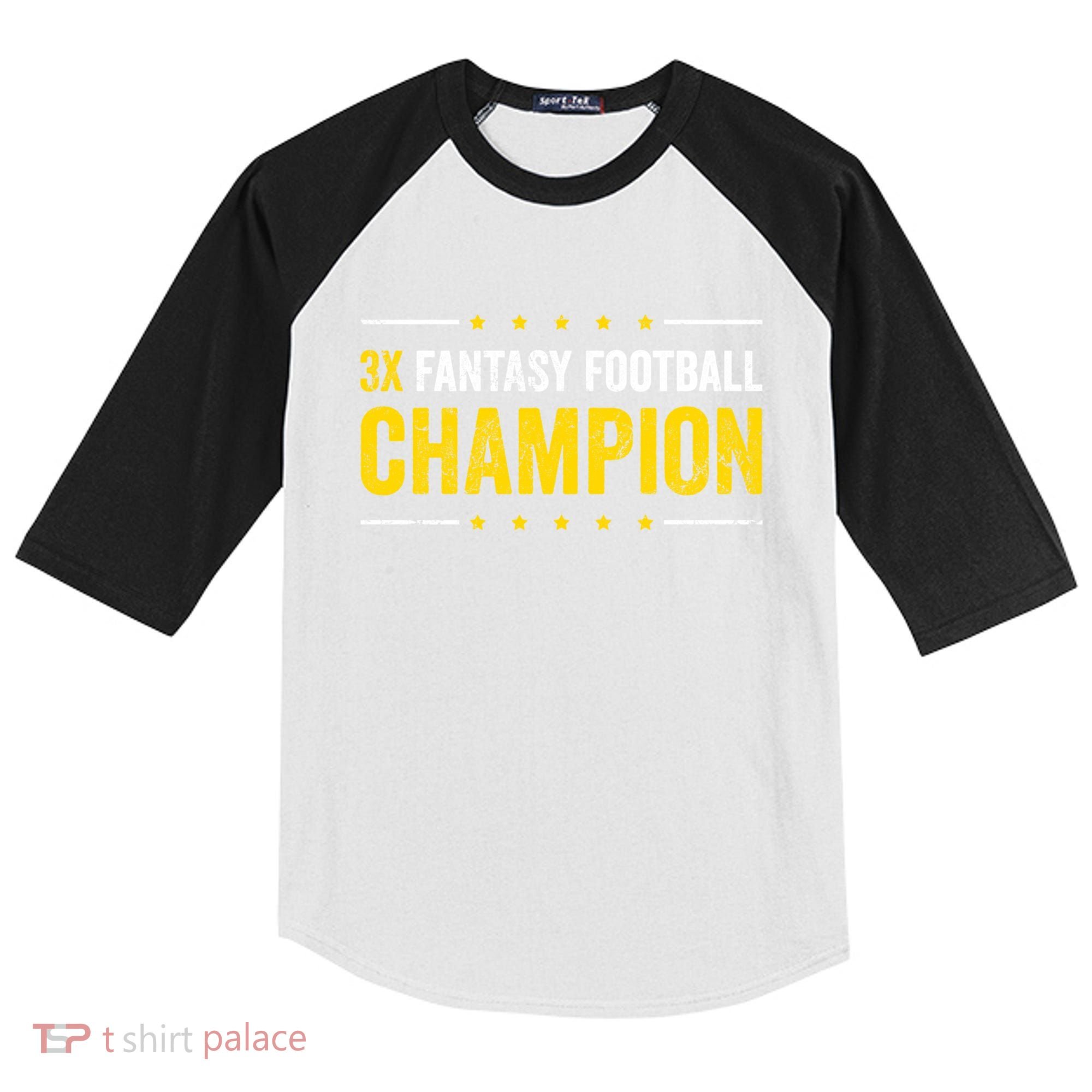 Fantasy Football 3 Time Winner Champ Champion Gift Kids Colorblock Raglan Jersey