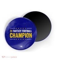 Fantasy Football 3 Time Winner Champ Champion Gift Magnet thumb 0