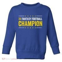 Fantasy Football 3 Time Winner Champ Champion Gift Toddler Sweatshirt thumb 0