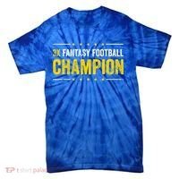 Fantasy Football 3 Time Winner Champ Champion Gift Tie-Dye T-Shirt thumb 0