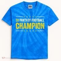 Fantasy Football 3 Time Winner Champ Champion Gift Kids Tie-Dye T-Shirt thumb 0