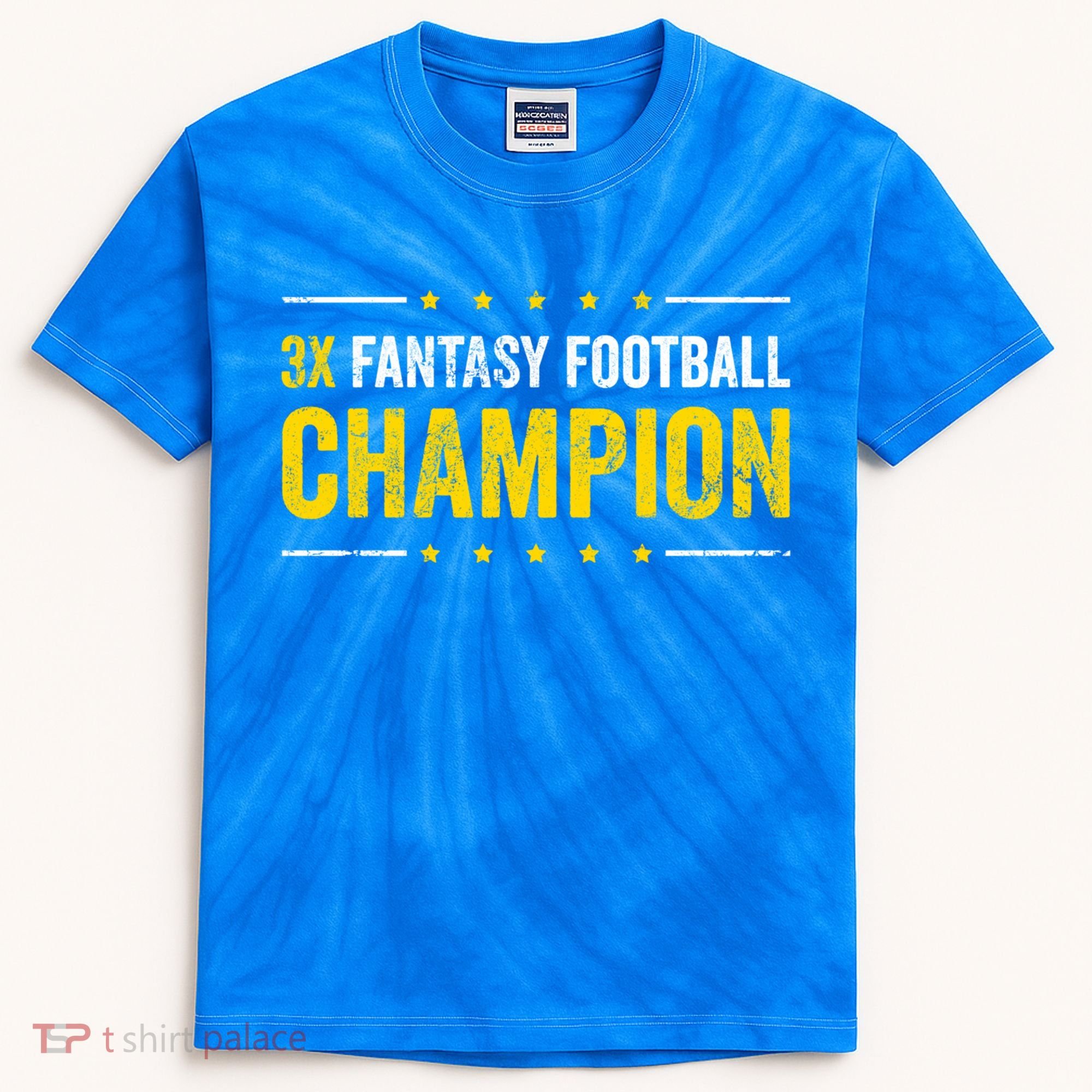 Fantasy Football 3 Time Winner Champ Champion Gift Kids Tie-Dye T-Shirt