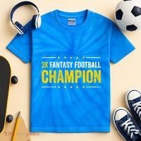 Fantasy Football 3 Time Winner Champ Champion Gift Kids Tie-Dye T-Shirt thumb 2