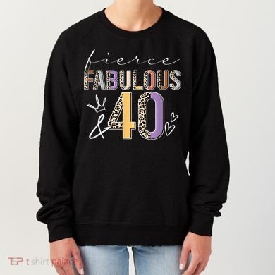 Fierce Fabulous & 40 Years Old Boho Leopard 40th Birthday Women's Sweatshirt